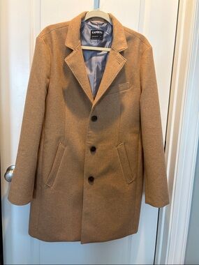 Express Camel Wool-Blend Pea Coat | Classic Chic | Size M